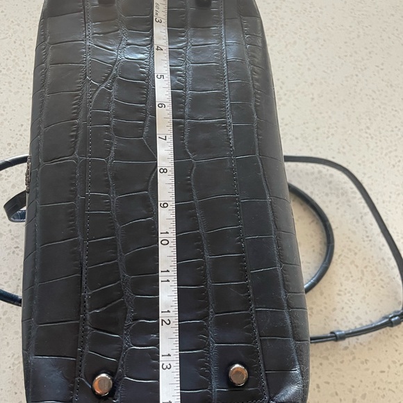 Coach - Navy Leather Croc Embossed Brooklyn Carryall Handbag - Picture 14 of 15